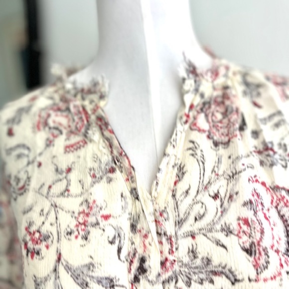 Madewell Floral Print Sheer Casual Crepe Blouse - Picture 2 of 7